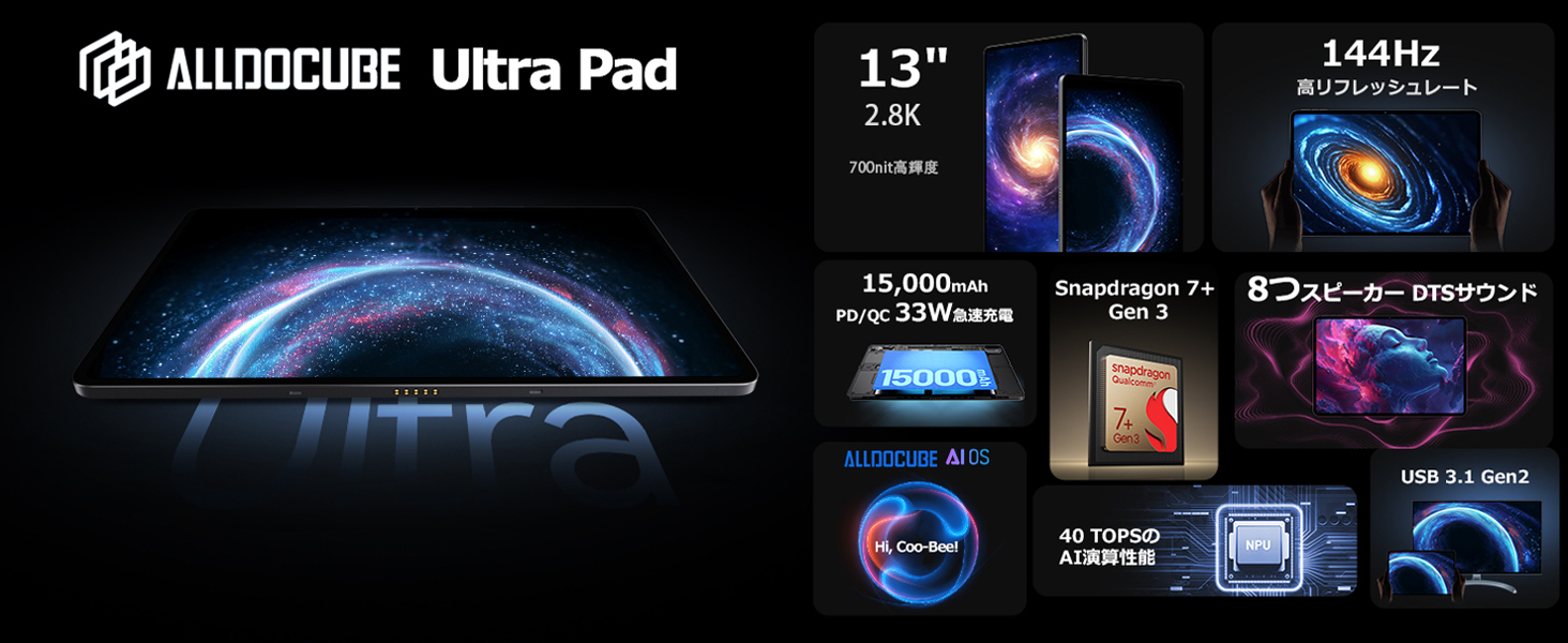 Amazon.co.jp: ALLDOCUBE Ultra Pad 13インチタブレットSnapdragon7+